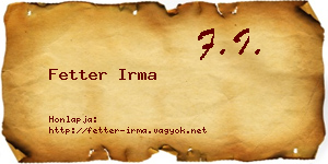 Fetter Irma névjegykártya