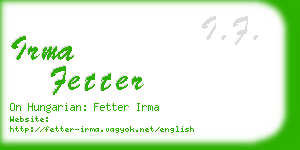 irma fetter business card